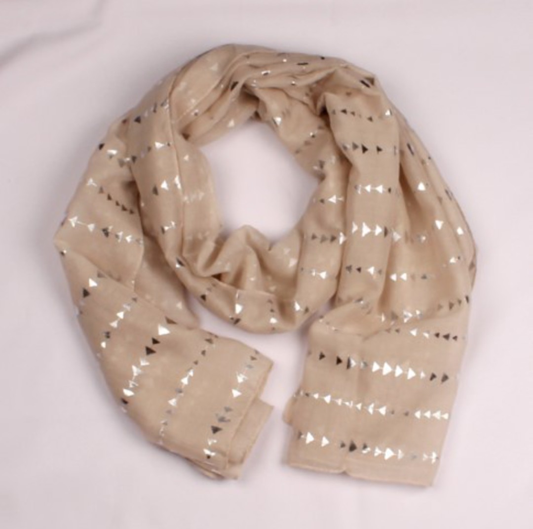 Printed foil scarf w gold arrow natural scarf Style:SC/4360/NAT image 0